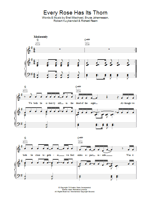 Poison Every Rose Has Its Thorn Sheet Music Notes & Chords for Real Book – Melody, Lyrics & Chords - Download or Print PDF