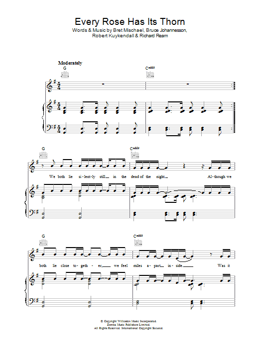 Poison Every Rose Has Its Thorn Sheet Music Notes & Chords for Easy Guitar Tab - Download or Print PDF