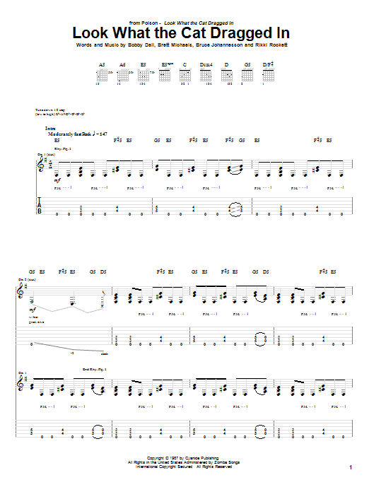 Poison Look What The Cat Dragged In Sheet Music Notes & Chords for Guitar Tab - Download or Print PDF