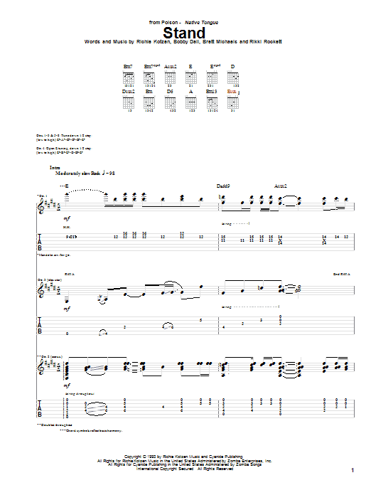 Poison Stand Sheet Music Notes & Chords for Guitar Tab - Download or Print PDF