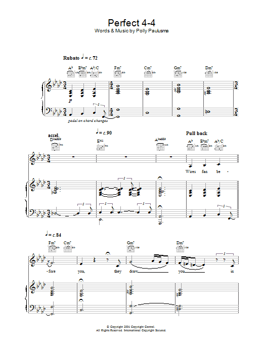 Polly Paulusma Perfect 4-4 Sheet Music Notes & Chords for Piano, Vocal & Guitar - Download or Print PDF
