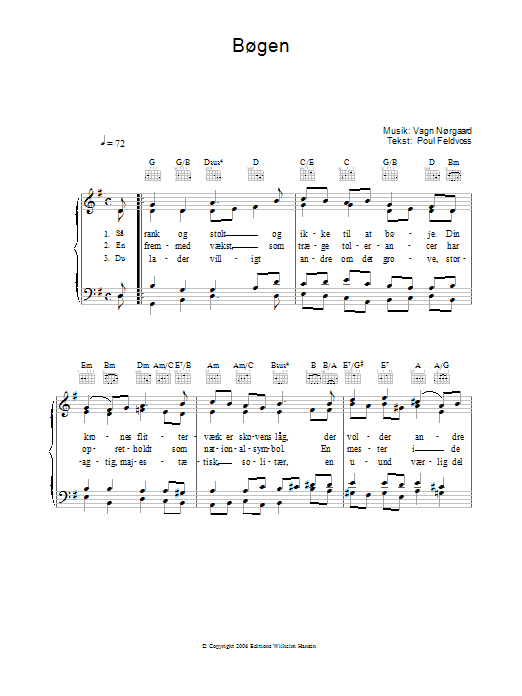 Poul Feldvoss Bøgen Sheet Music Notes & Chords for Piano, Vocal & Guitar (Right-Hand Melody) - Download or Print PDF