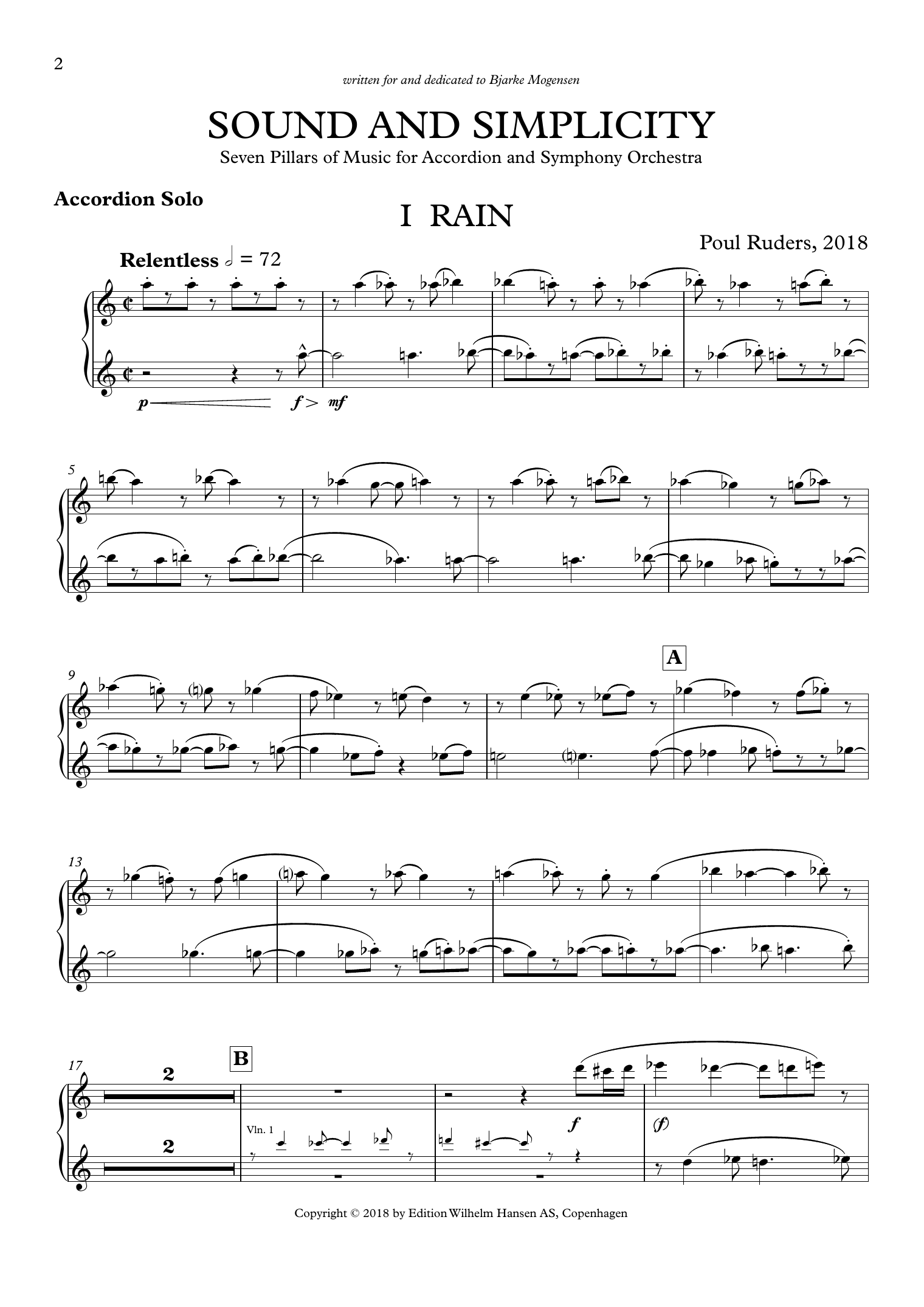 Poul Ruders Sound and Simplicity Sheet Music Notes & Chords for Accordion - Download or Print PDF