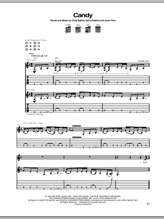 Presidents Of The United States Of America Candy Sheet Music Notes & Chords for Guitar Tab - Download or Print PDF