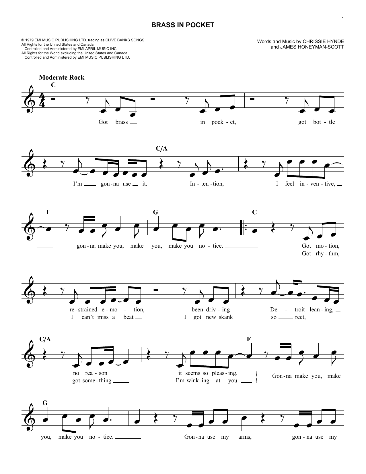 Pretenders Brass In Pocket Sheet Music Notes & Chords for Drums - Download or Print PDF