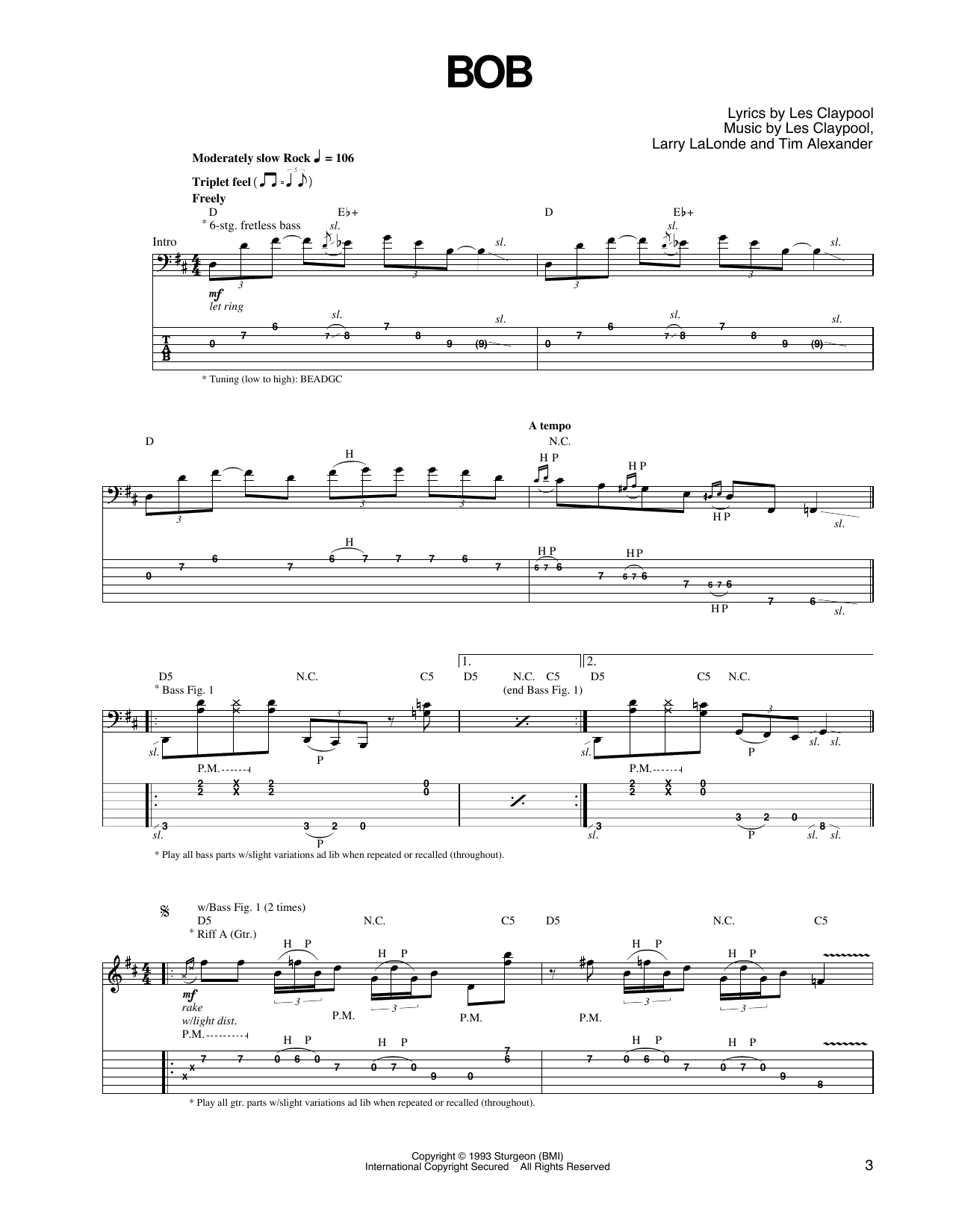 Primus Bob Sheet Music Notes & Chords for Guitar Tab - Download or Print PDF