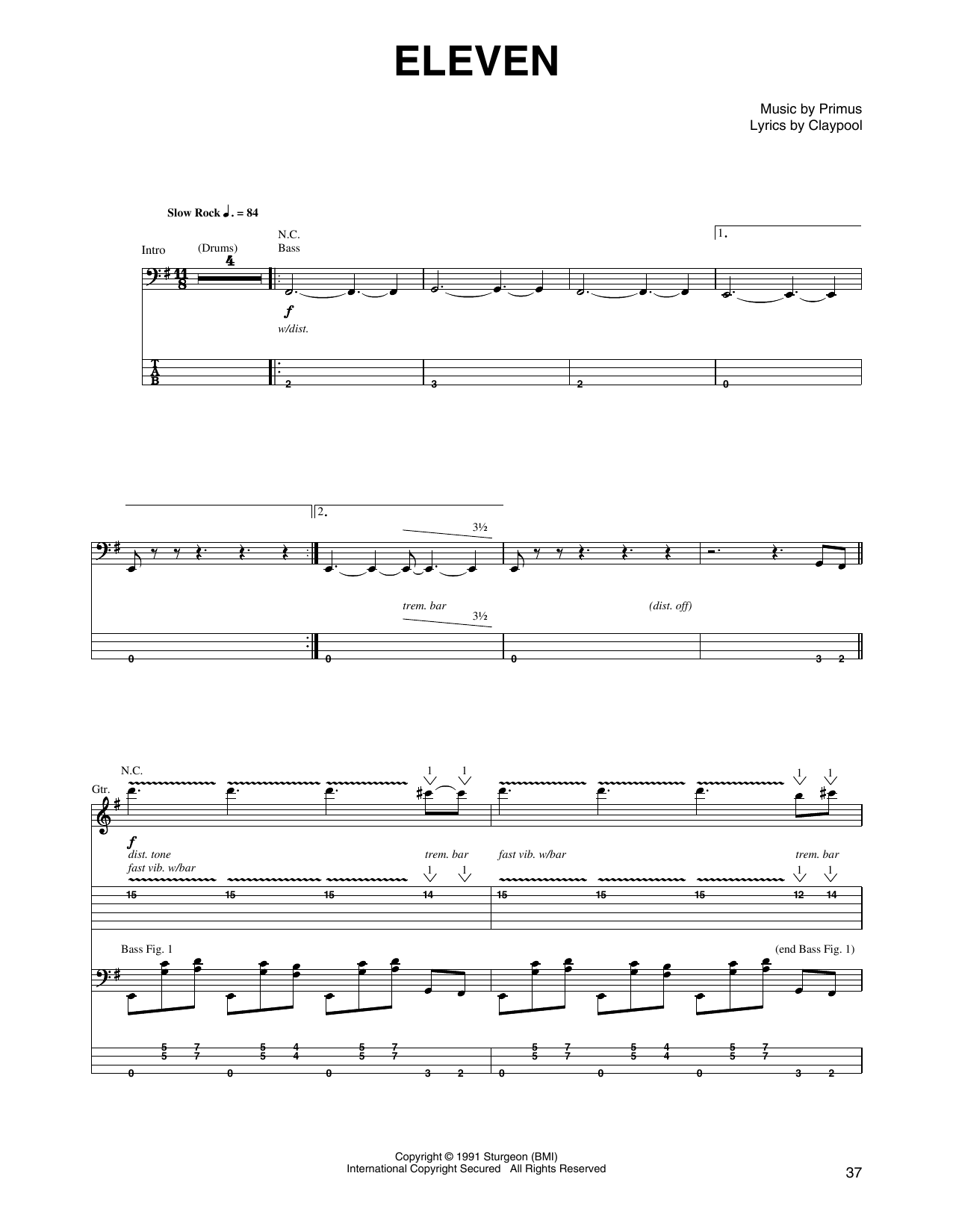 Primus Eleven Sheet Music Notes & Chords for Guitar Tab - Download or Print PDF