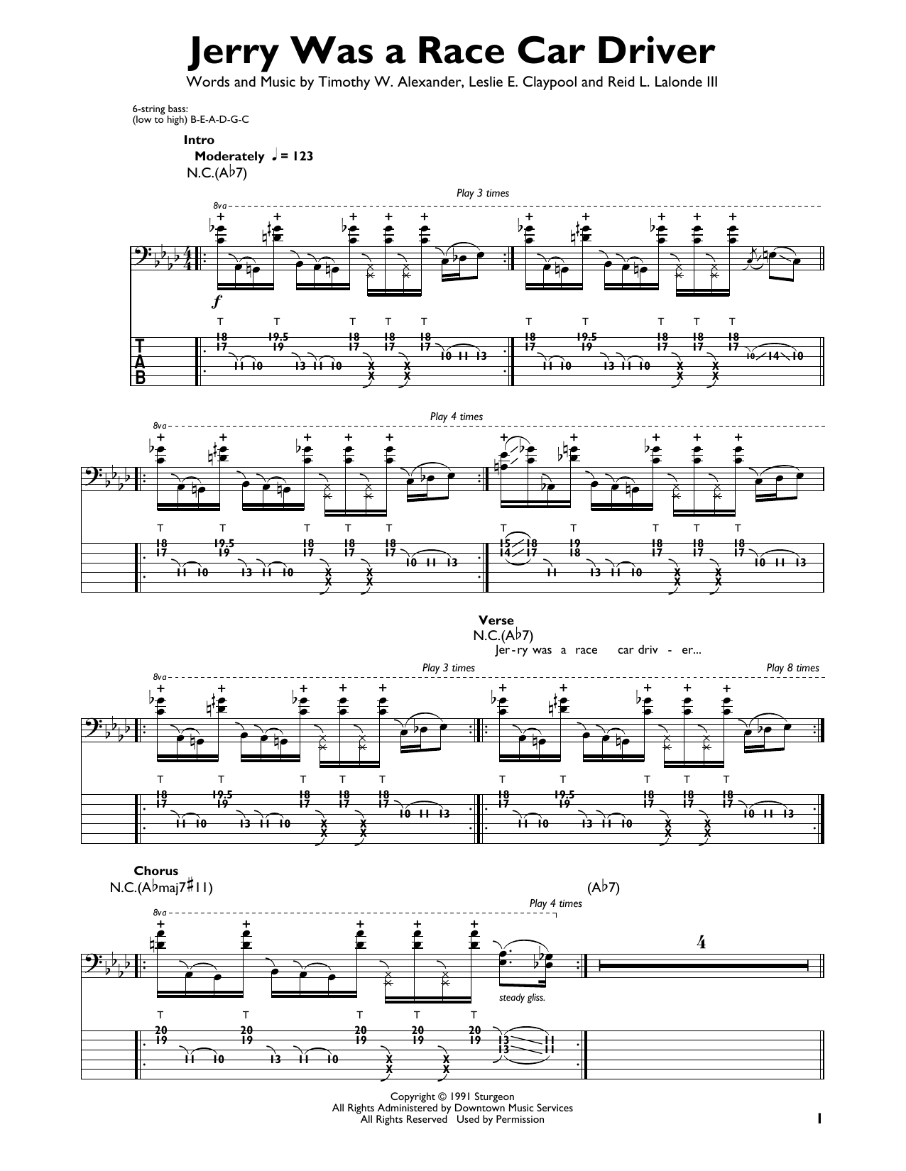 Primus Jerry Was A Race Car Driver Sheet Music Notes & Chords for Bass Guitar Tab - Download or Print PDF