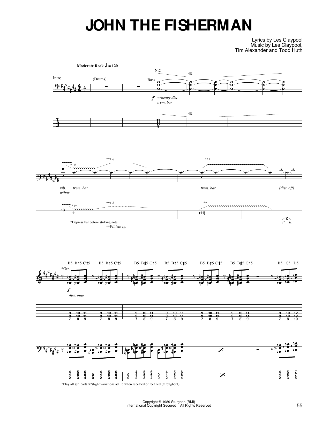 Primus John The Fisherman Sheet Music Notes & Chords for Guitar Tab - Download or Print PDF