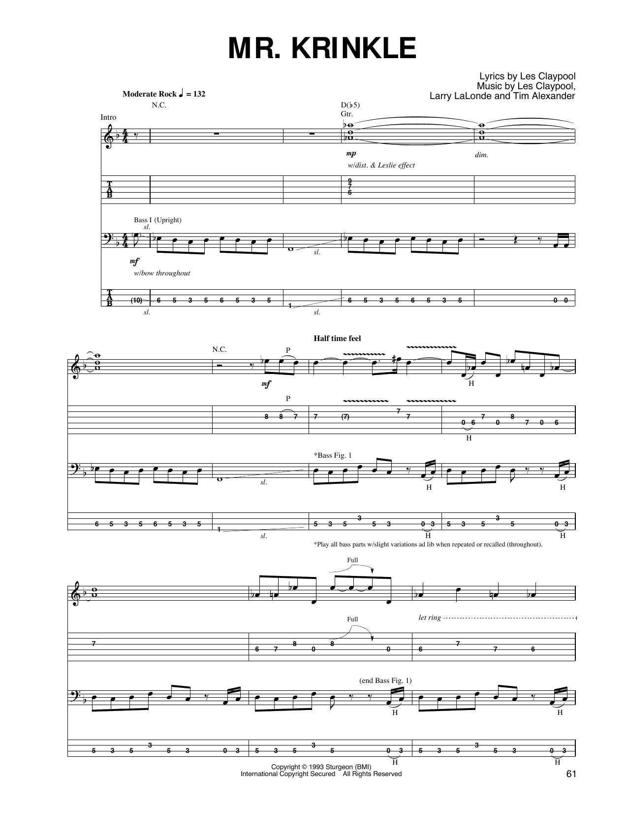 Primus Mr. Krinkle Sheet Music Notes & Chords for Guitar Tab - Download or Print PDF