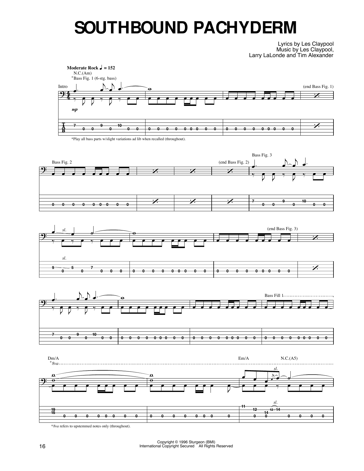 Primus Southbound Pachyderm Sheet Music Notes & Chords for Guitar Tab - Download or Print PDF