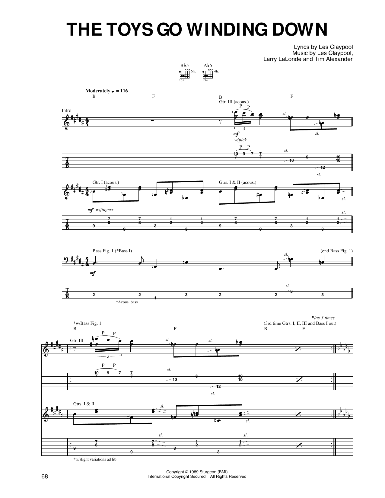 Primus The Toys Go Winding Down Sheet Music Notes & Chords for Guitar Tab - Download or Print PDF