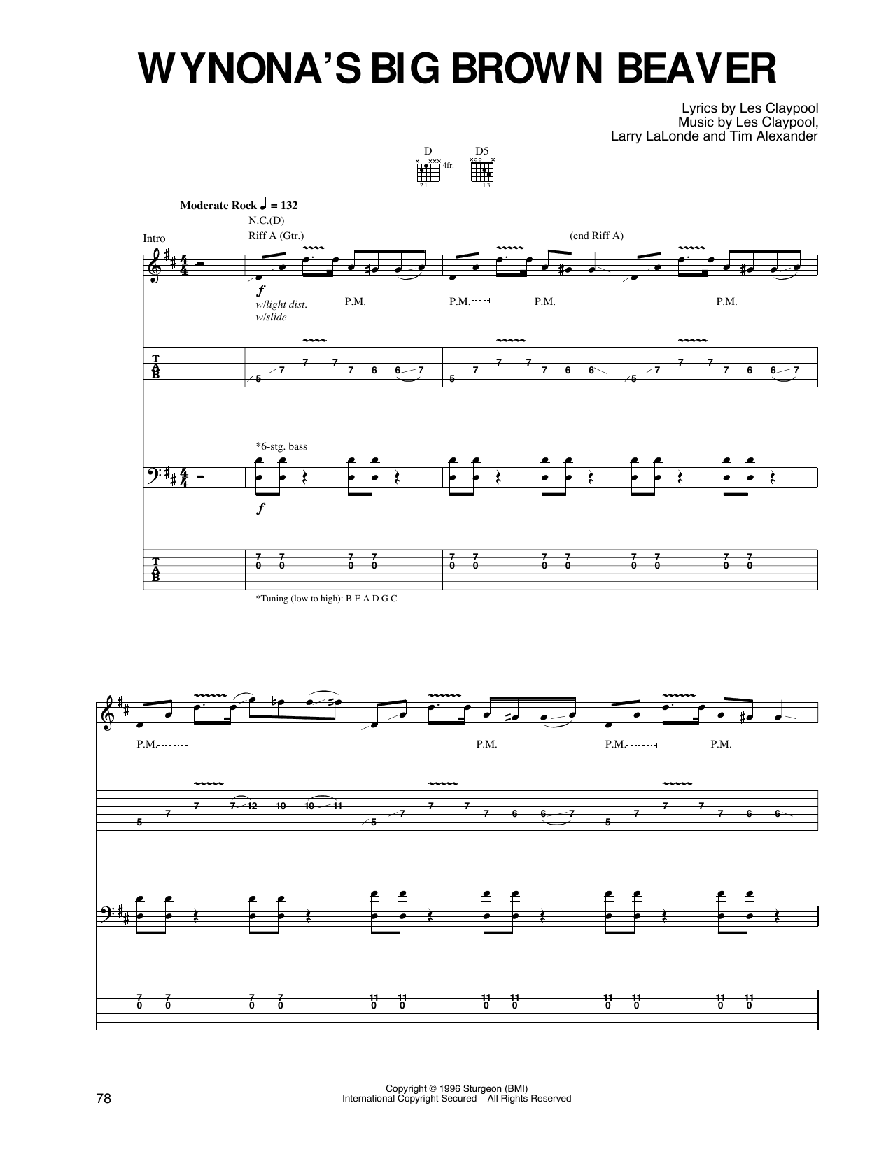 Primus Wynona's Big Brown Beaver Sheet Music Notes & Chords for Guitar Tab - Download or Print PDF