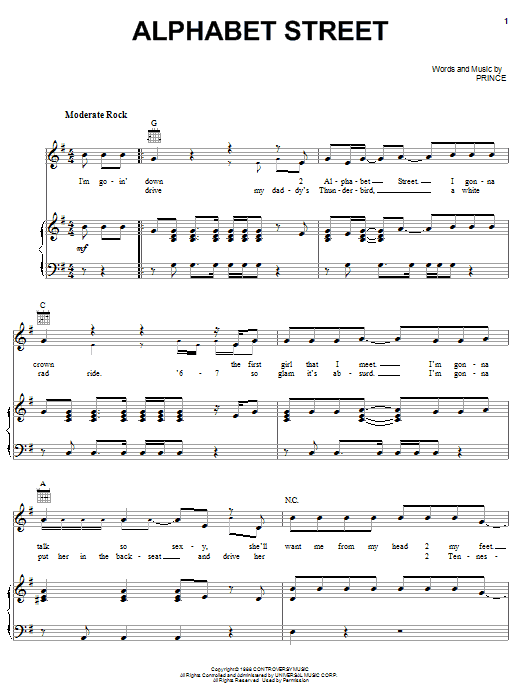 Prince Alphabet Street Sheet Music Notes & Chords for Ukulele - Download or Print PDF