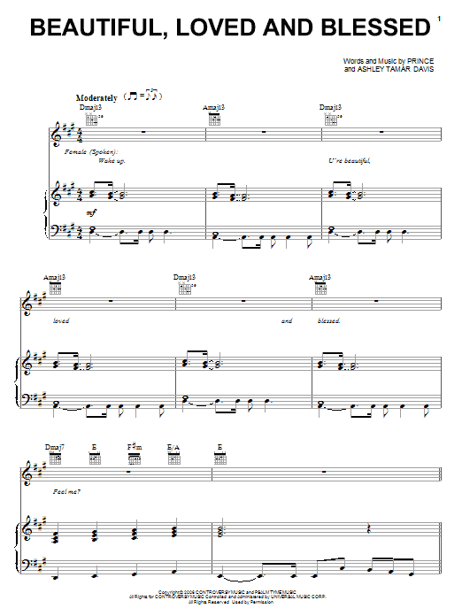 Prince Beautiful, Loved And Blessed Sheet Music Notes & Chords for Piano, Vocal & Guitar (Right-Hand Melody) - Download or Print PDF