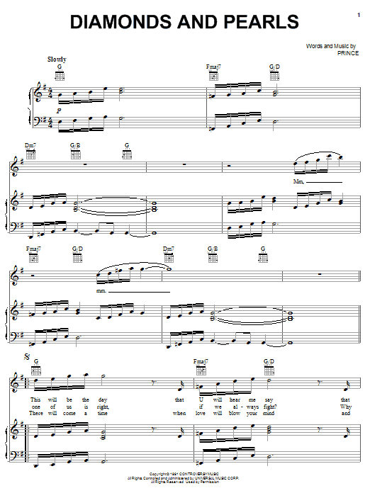 Prince Diamonds And Pearls Sheet Music Notes & Chords for Guitar Tab - Download or Print PDF