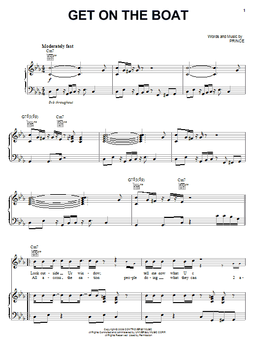 Prince Get On The Boat Sheet Music Notes & Chords for Piano, Vocal & Guitar (Right-Hand Melody) - Download or Print PDF Prince Get On The Boat Sheet Music Notes & Chords for Piano, Vocal & Guitar (Right-Hand Melody) - Download or Print PDF