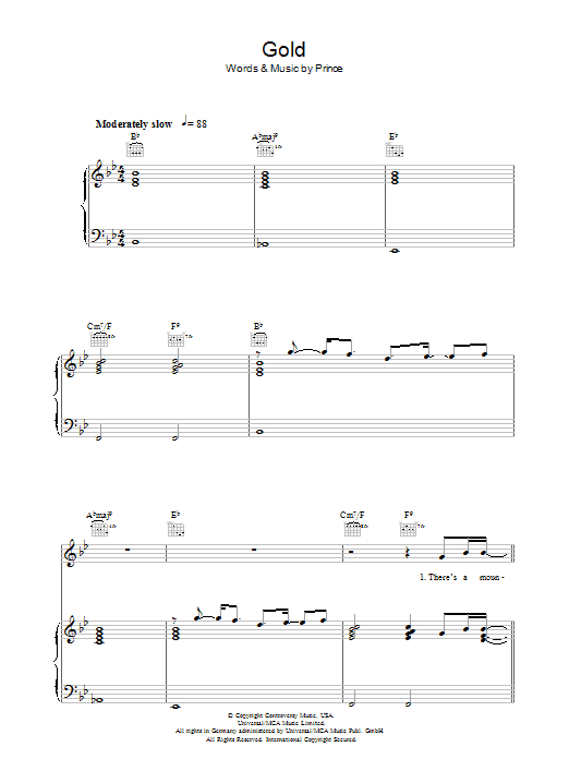Prince Gold Sheet Music Notes & Chords for Alto Saxophone - Download or Print PDF