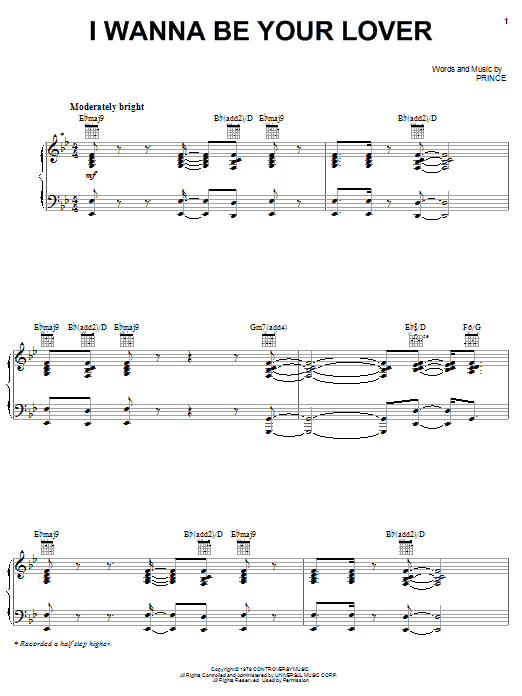 Prince I Wanna Be Your Lover Sheet Music Notes & Chords for Easy Piano - Download or Print PDF