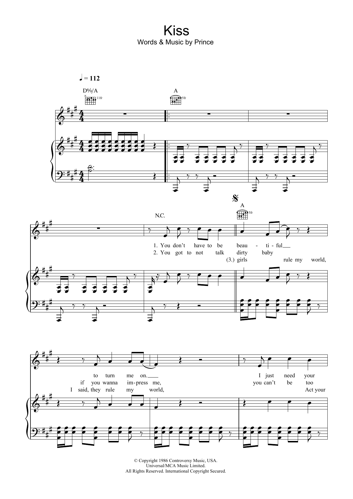 Prince Kiss Sheet Music Notes & Chords for Drums Transcription - Download or Print PDF
