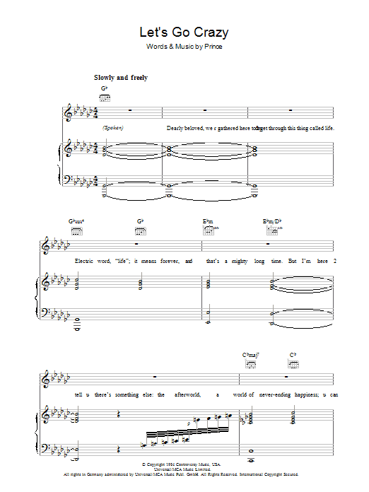 Prince Let's Go Crazy Sheet Music Notes & Chords for Drum Chart - Download or Print PDF