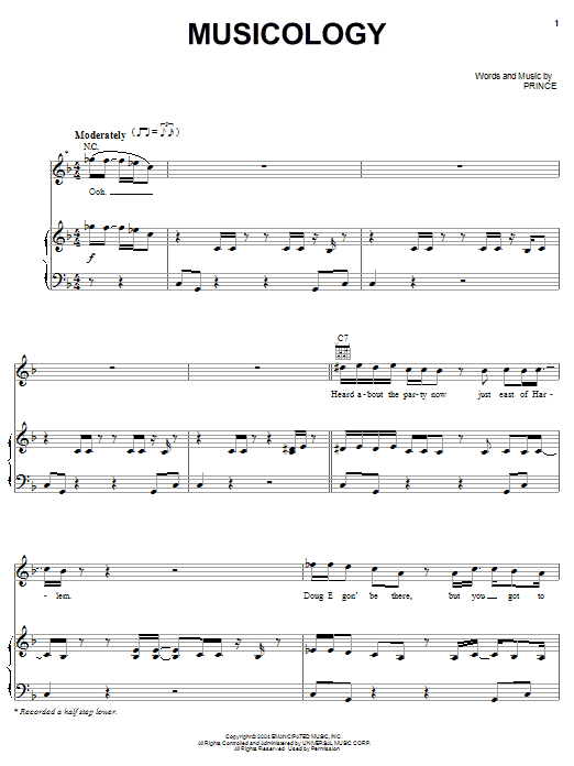 Prince Musicology Sheet Music Notes & Chords for Piano, Vocal & Guitar (Right-Hand Melody) - Download or Print PDF Prince Musicology Sheet Music Notes & Chords for Piano, Vocal & Guitar (Right-Hand Melody) - Download or Print PDF
