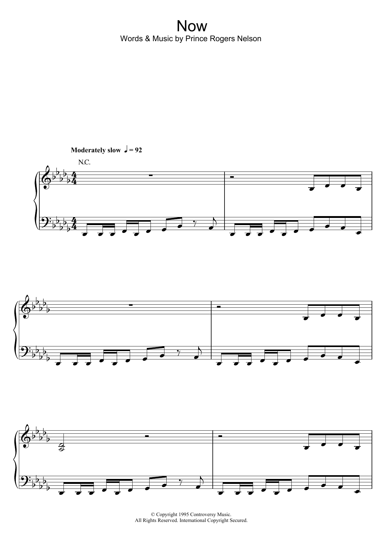 Prince Now Sheet Music Notes & Chords for Piano, Vocal & Guitar - Download or Print PDF