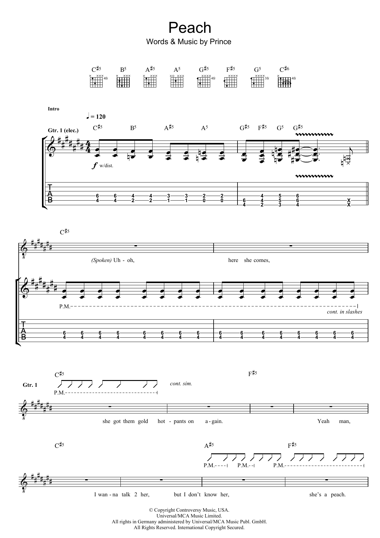 Prince Peach Sheet Music Notes & Chords for Piano, Vocal & Guitar (Right-Hand Melody) - Download or Print PDF