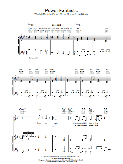Prince Power Fantastic Sheet Music Notes & Chords for Piano, Vocal & Guitar - Download or Print PDF