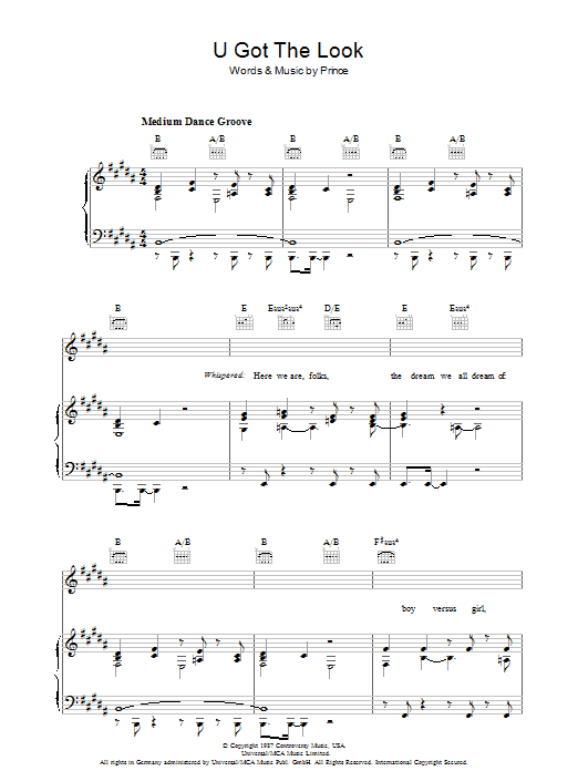 Prince U Got The Look Sheet Music Notes & Chords for Guitar Tab - Download or Print PDF