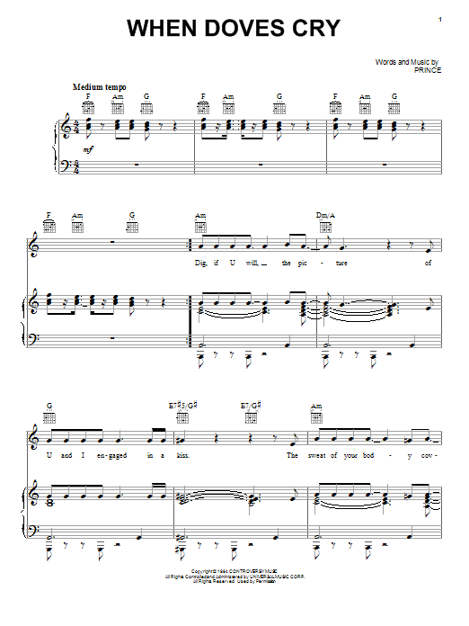 Prince When Doves Cry Sheet Music Notes & Chords for Alto Saxophone - Download or Print PDF