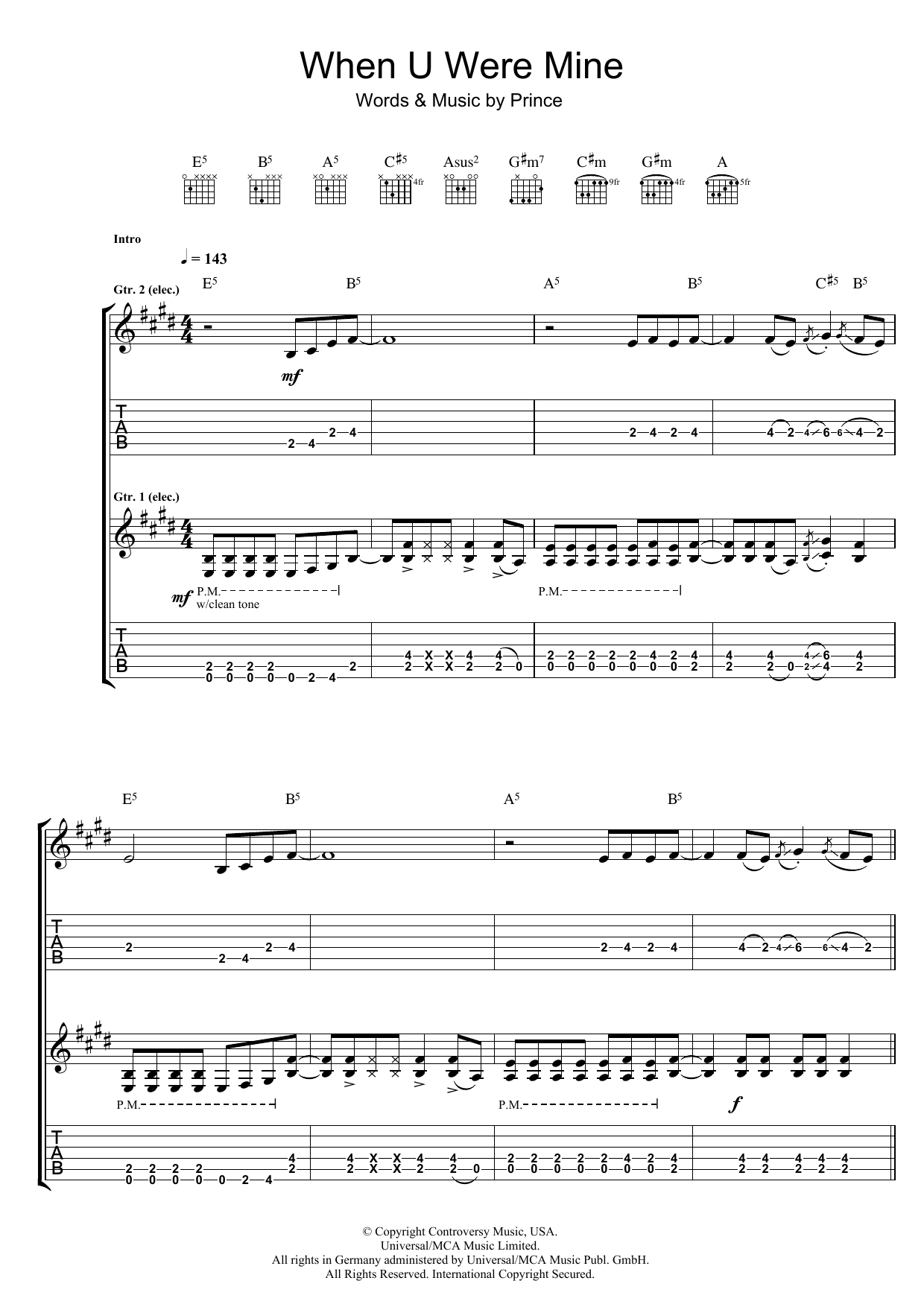 Prince When U Were Mine Sheet Music Notes & Chords for Piano, Vocal & Guitar (Right-Hand Melody) - Download or Print PDF