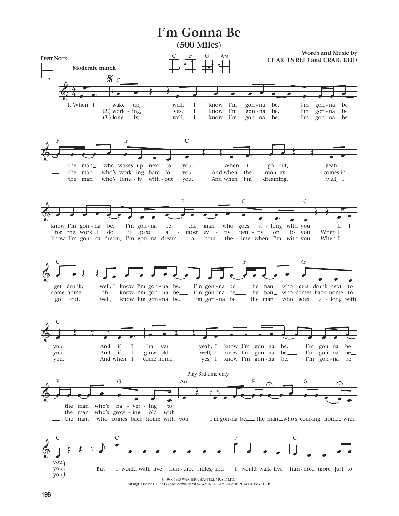 Proclaimers I'm Gonna Be (500 Miles) (from The Daily Ukulele) (arr. Jim Beloff) Sheet Music Notes & Chords for Ukulele - Download or Print PDF