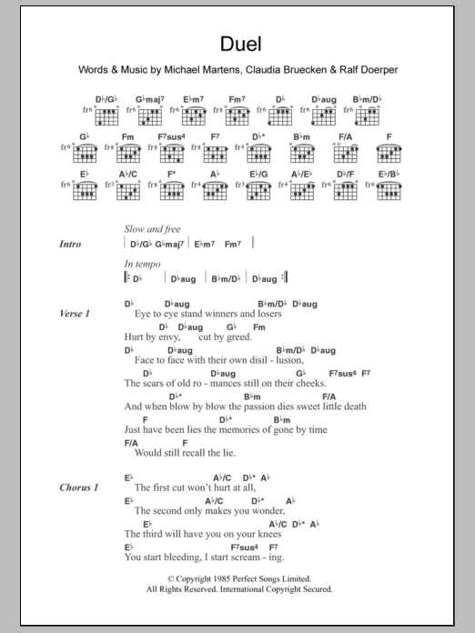 Propaganda Duel Sheet Music Notes & Chords for Lyrics & Chords - Download or Print PDF