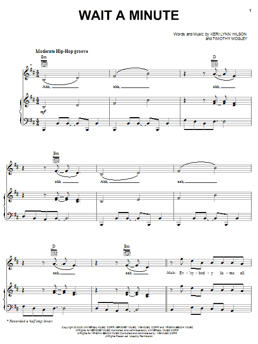 Pussycat Dolls featuring Timbaland Wait A Minute Sheet Music Notes & Chords for Piano, Vocal & Guitar (Right-Hand Melody) - Download or Print PDF