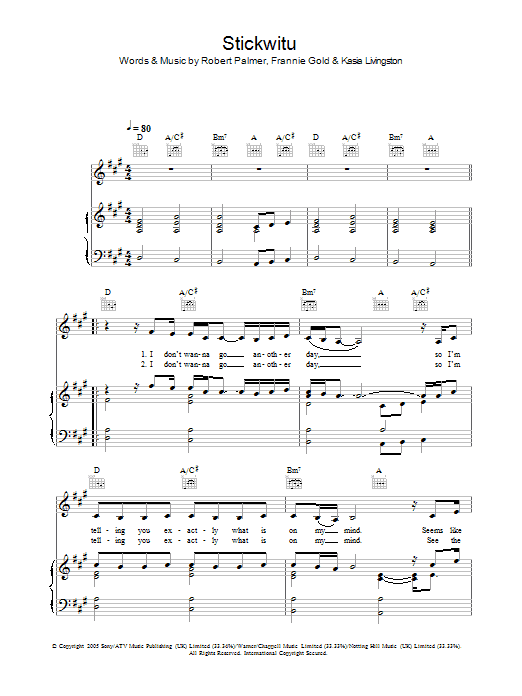 Pussycat Dolls Stickwitu Sheet Music Notes & Chords for Piano, Vocal & Guitar (Right-Hand Melody) - Download or Print PDF