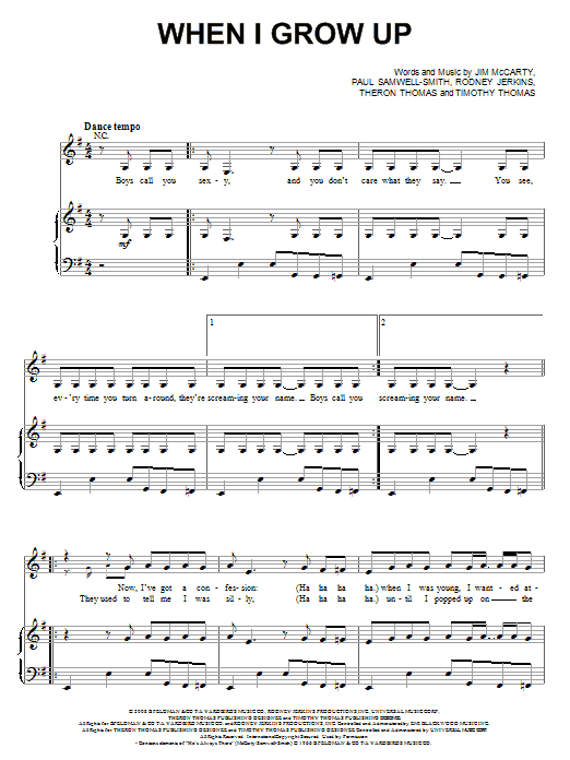 Pussycat Dolls When I Grow Up Sheet Music Notes & Chords for Piano, Vocal & Guitar (Right-Hand Melody) - Download or Print PDF