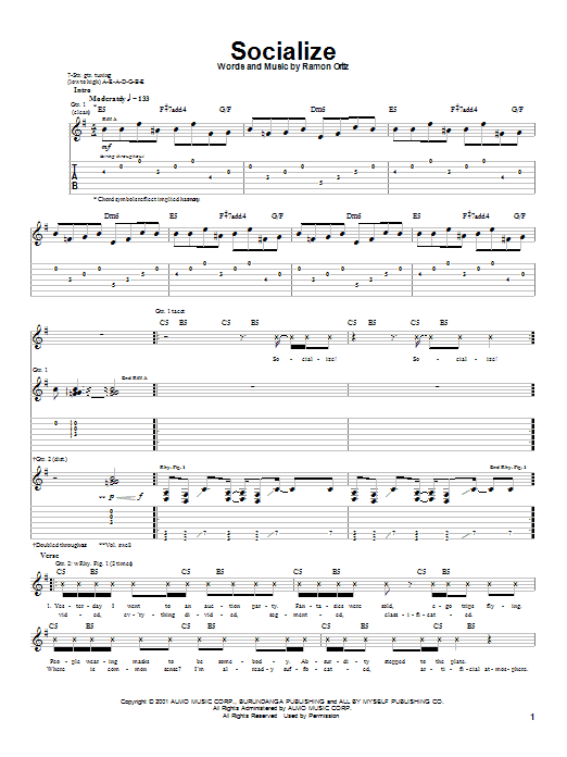 Puya Socialize Sheet Music Notes & Chords for Guitar Tab - Download or Print PDF