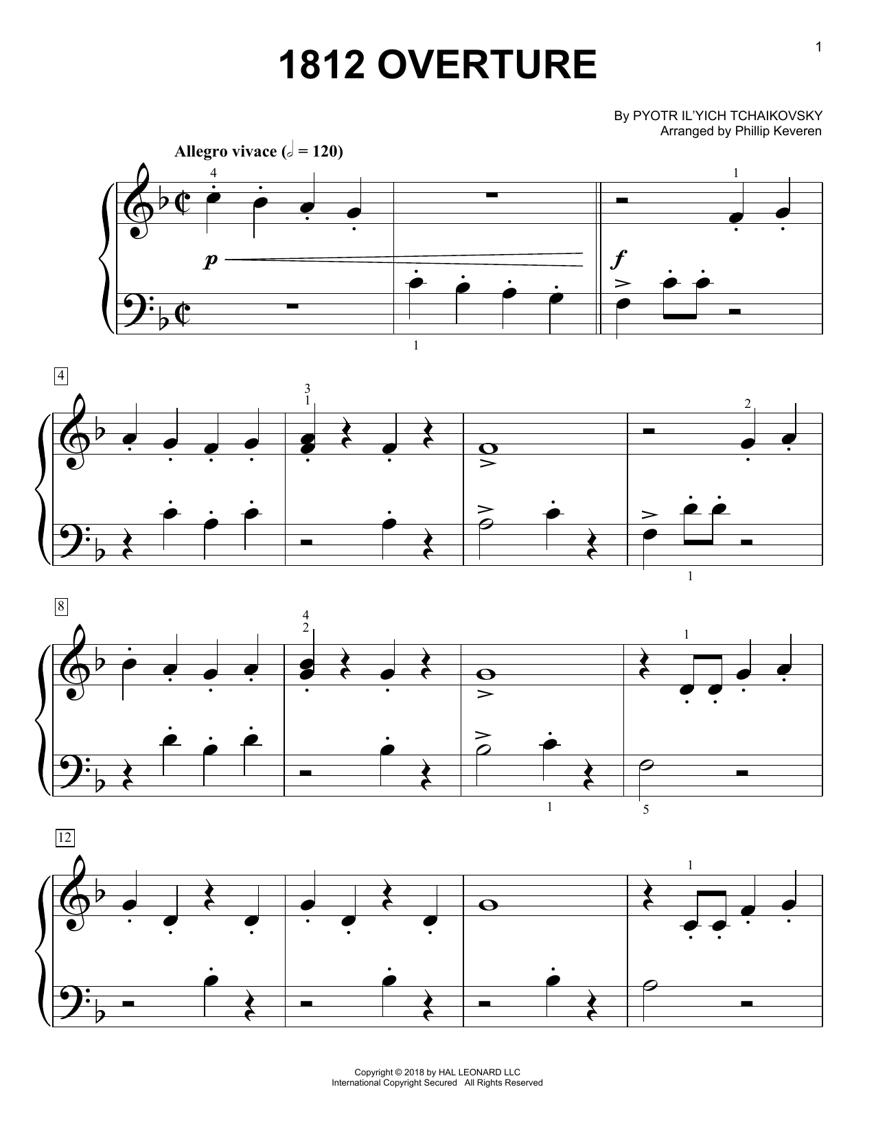 Phillip Keveren 1812 Overture Sheet Music Notes & Chords for Piano (Big Notes) - Download or Print PDF