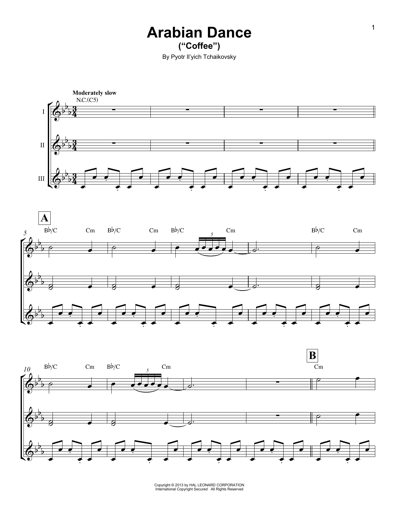 Pyotr Il'yich Tchaikovsky Arabian Dance (Coffee) Sheet Music Notes & Chords for Ukulele Ensemble - Download or Print PDF