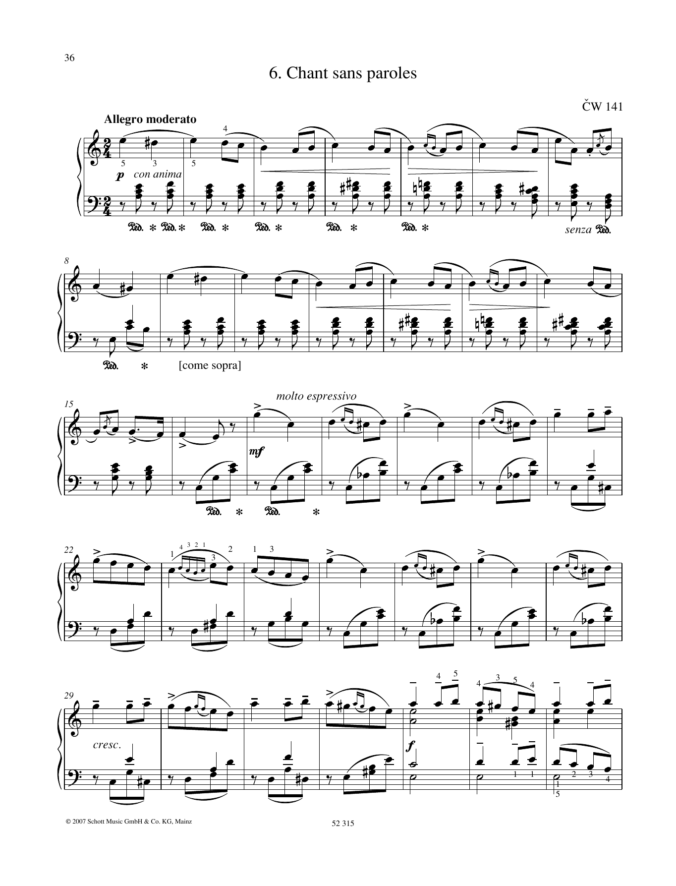 Pyotr Il'yich Tchaikovsky Chant Sans Paroles Sheet Music Notes & Chords for Piano Solo - Download or Print PDF