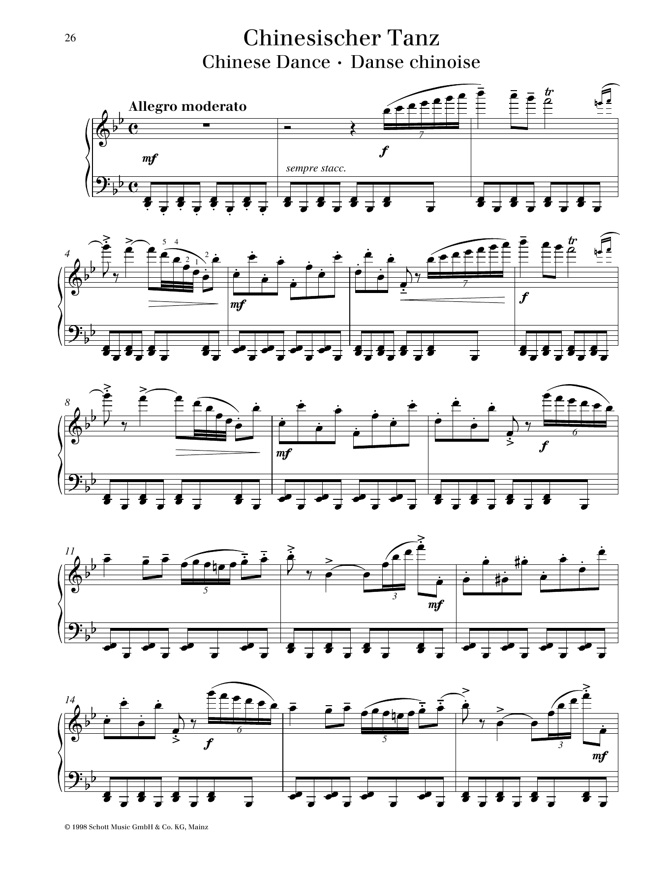 Pyotr Il'yich Tchaikovsky Chinese Dance Sheet Music Notes & Chords for Piano Solo - Download or Print PDF