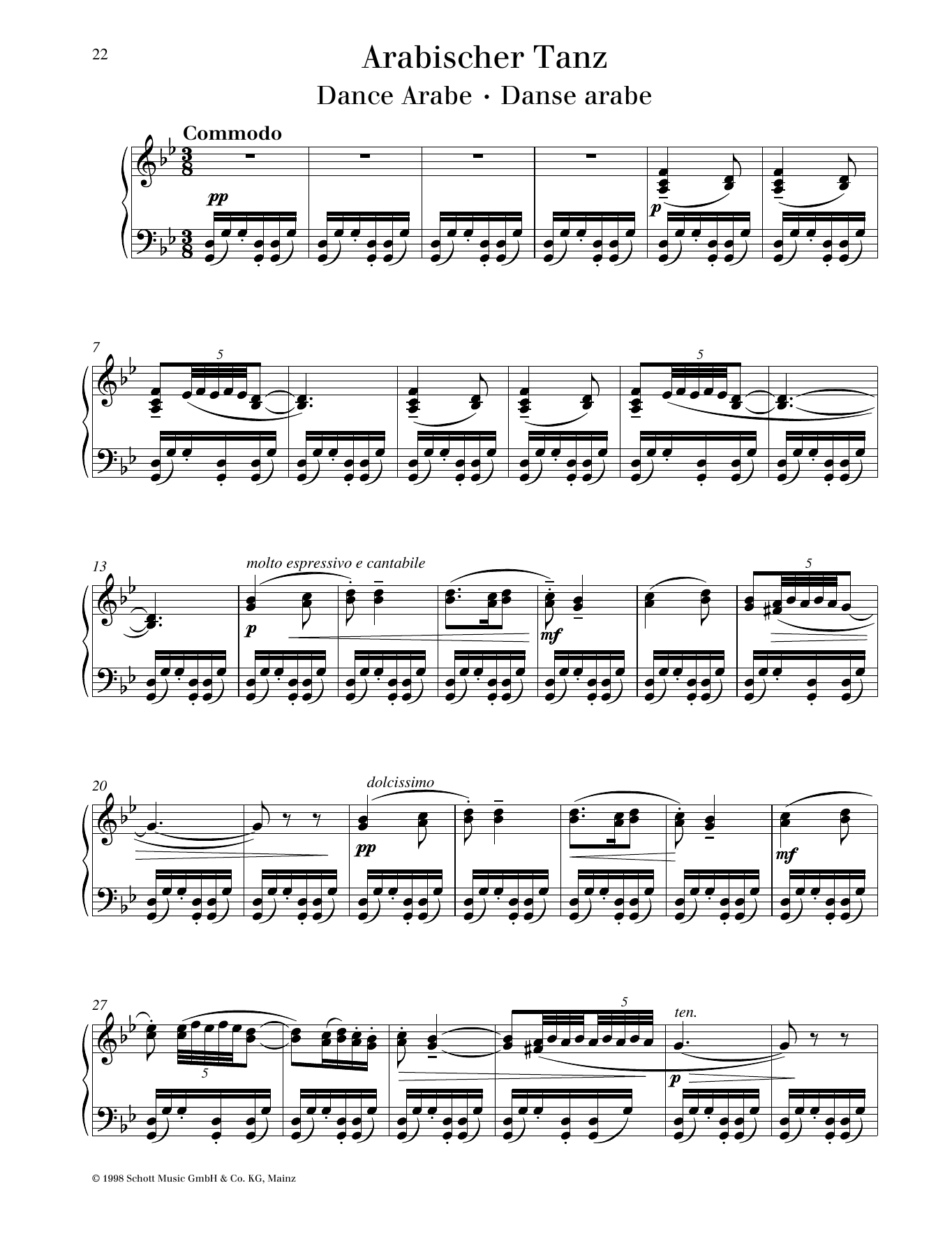 Pyotr Il'yich Tchaikovsky Dance Arabe Sheet Music Notes & Chords for Piano Solo - Download or Print PDF