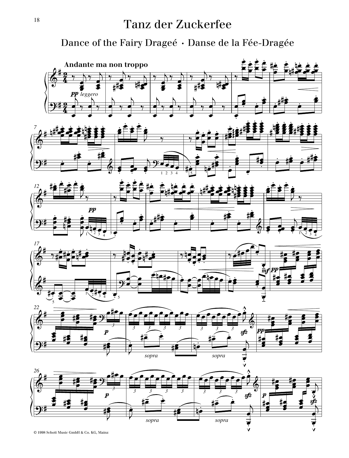 Pyotr Il'yich Tchaikovsky Dance of the Fairy Dragée Sheet Music Notes & Chords for Piano Duet - Download or Print PDF