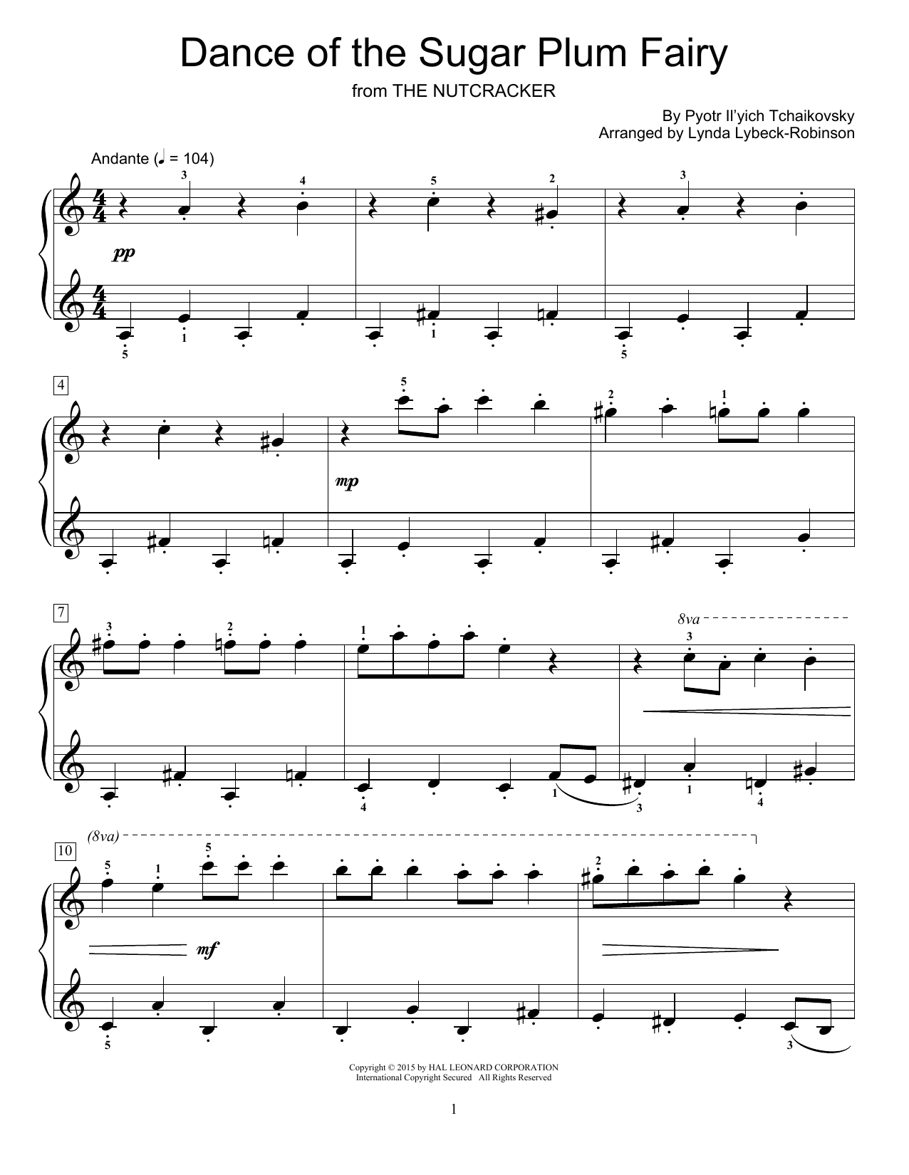 Lynda Lybeck-Robinson Dance Of The Sugar Plum Fairy Sheet Music Notes & Chords for Educational Piano - Download or Print PDF