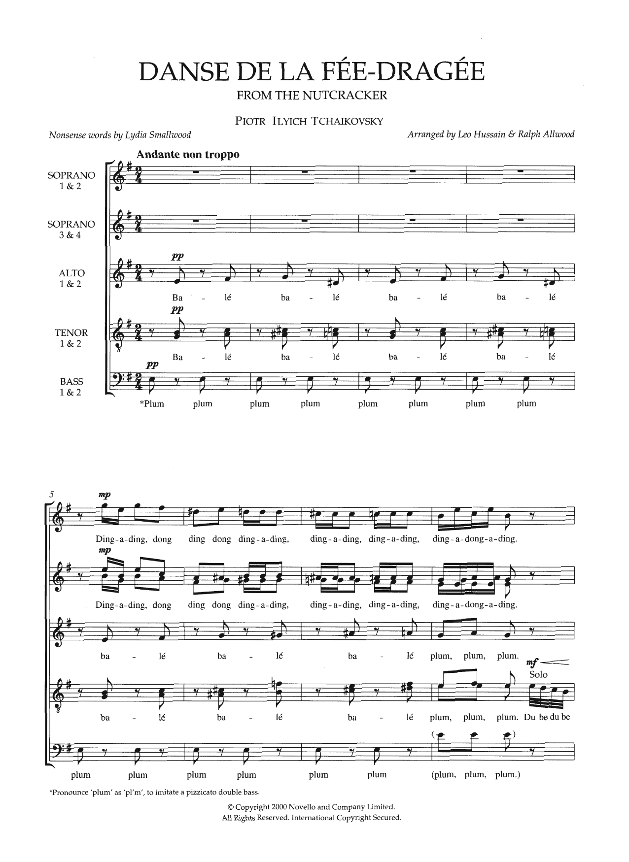 Pyotr Il'yich Tchaikovsky Dance Of The Sugar Plum Fairy (From The Nutcracker) (arr. Leo Hussain and Ralph Allwood) Sheet Music Notes & Chords for SSATB Choir - Download or Print PDF