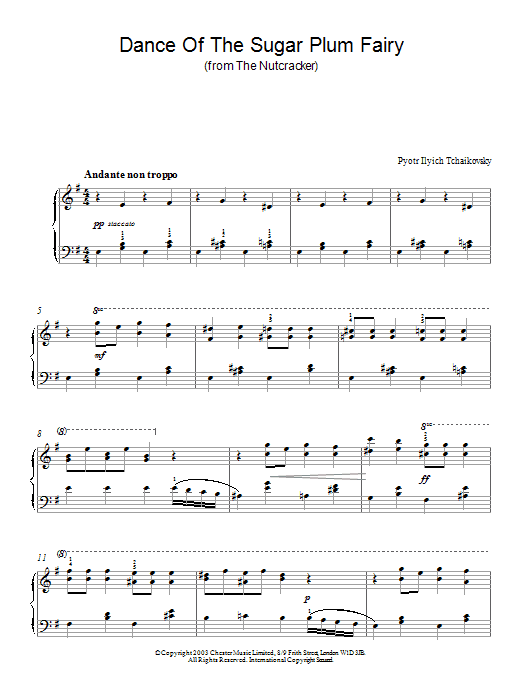Pyotr Il'yich Tchaikovsky Dance Of The Sugar Plum Fairy Sheet Music Notes & Chords for Piano - Download or Print PDF