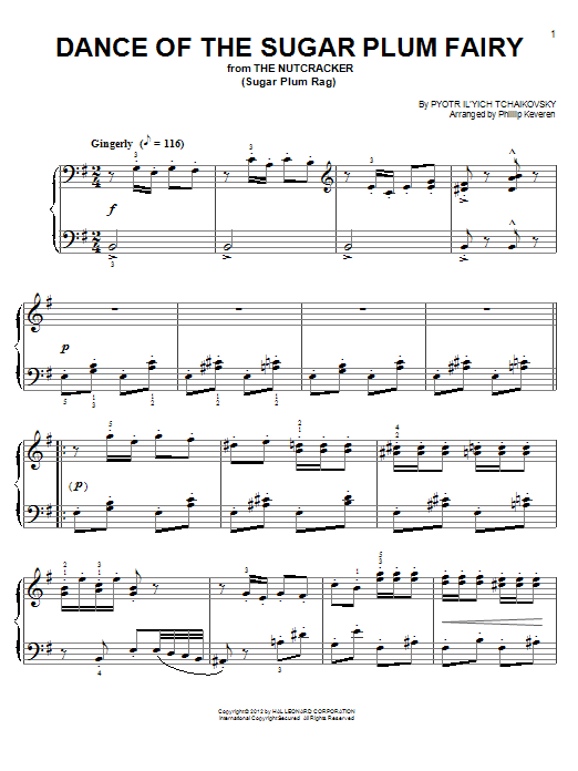 Pyotr Il'yich Tchaikovsky Dance Of The Sugar Plum Fairy [Ragtime version] (arr. Phillip Keveren) Sheet Music Notes & Chords for Easy Piano - Download or Print PDF
