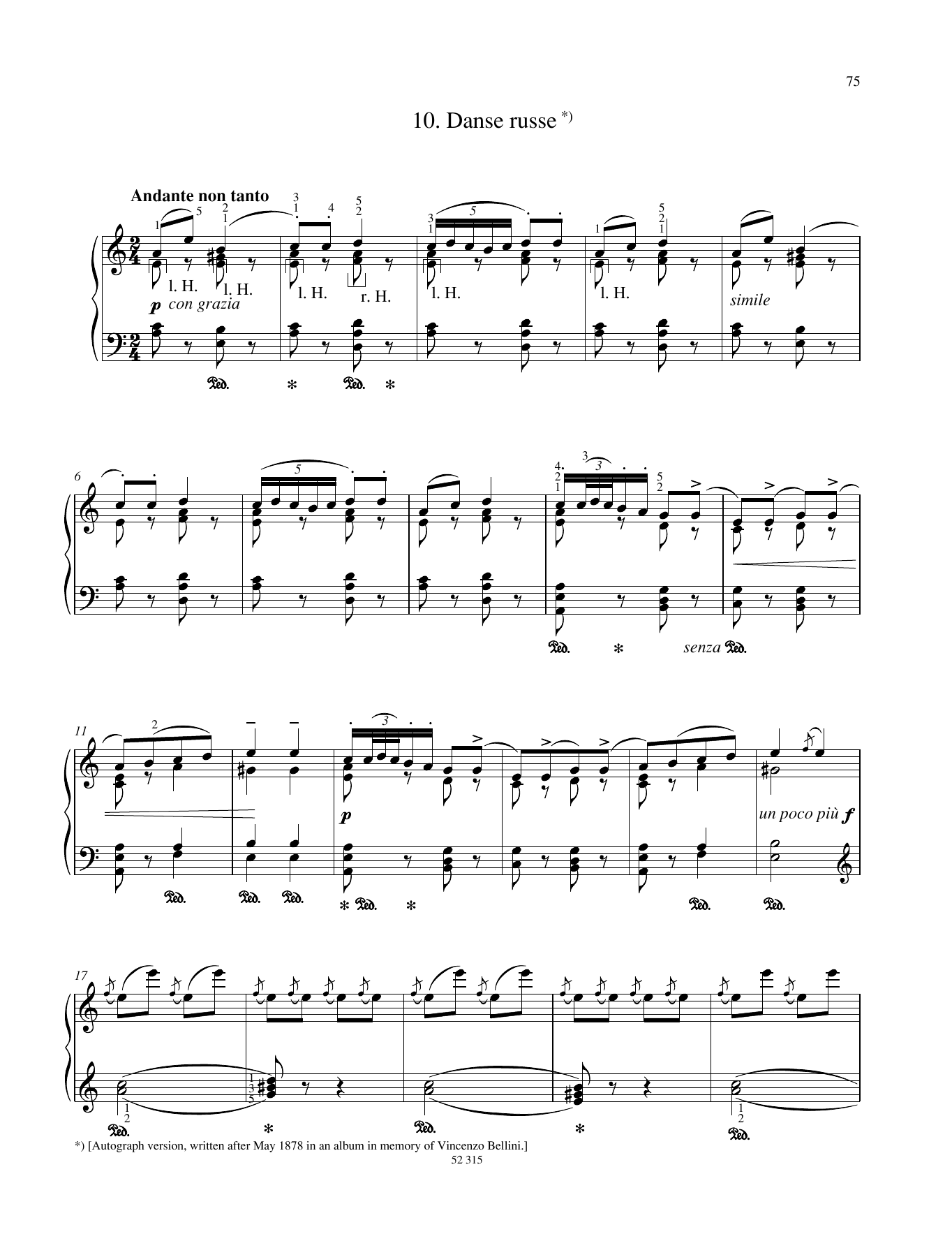 Pyotr Il'yich Tchaikovsky Danse russe Sheet Music Notes & Chords for Piano Solo - Download or Print PDF