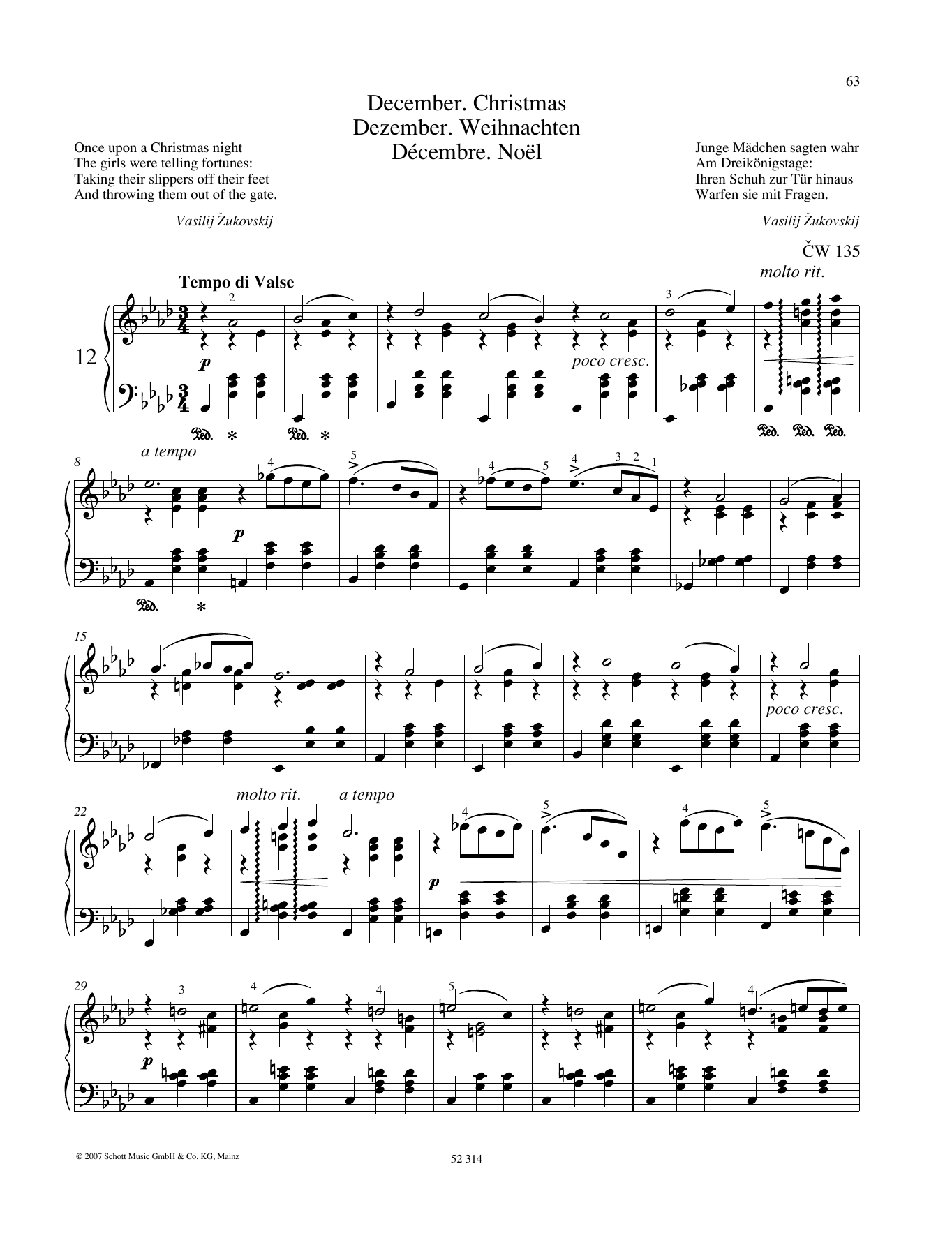 Pyotr Il'yich Tchaikovsky December Sheet Music Notes & Chords for Piano Solo - Download or Print PDF
